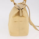 Salvatore Ferragamo Chain Hand Bag Canvas 2way Yellow Gold Auth ka5026-4