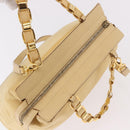 Salvatore Ferragamo Chain Hand Bag Canvas 2way Yellow Gold Auth ka5026-6