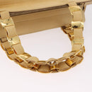 Salvatore Ferragamo Chain Hand Bag Canvas 2way Yellow Gold Auth ka5026-7