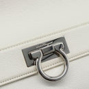 Salvatore Ferragamo Gancini Hand Bag Leather 2way White Gold Auth ka5027-16
