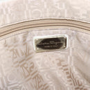 Salvatore Ferragamo Gancini Hand Bag Leather 2way White Gold Auth ka5027-18