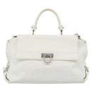 Salvatore Ferragamo Gancini Hand Bag Leather 2way White Gold Auth ka5027-2