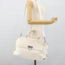 Salvatore Ferragamo Gancini Hand Bag Leather 2way White Gold Auth ka5027-27