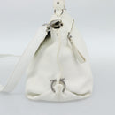 Salvatore Ferragamo Gancini Hand Bag Leather 2way White Gold Auth ka5027-5