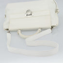 Salvatore Ferragamo Gancini Hand Bag Leather 2way White Gold Auth ka5027-9