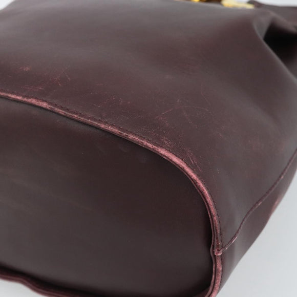 Salvatore Ferragamo Gancini Shoulder Bag Leather Bordeaux Gold Auth ka5032