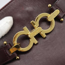 Salvatore Ferragamo Gancini Shoulder Bag Leather Bordeaux Gold Auth ka5032-14