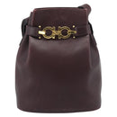 Salvatore Ferragamo Gancini Shoulder Bag Leather Bordeaux Gold Auth ka5032-2