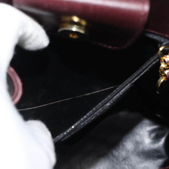 Salvatore Ferragamo Gancini Shoulder Bag Leather Bordeaux Gold Auth ka5032