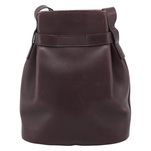 Salvatore Ferragamo Gancini Shoulder Bag Leather Bordeaux Gold Auth ka5032