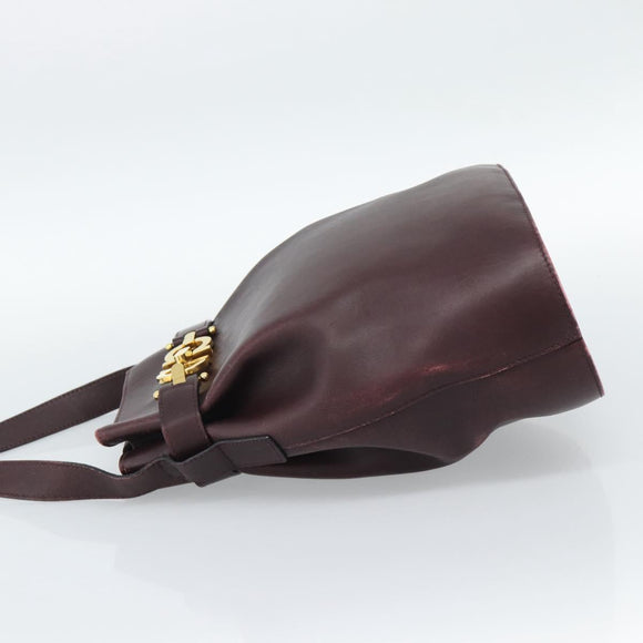 Salvatore Ferragamo Gancini Shoulder Bag Leather Bordeaux Gold Auth ka5032