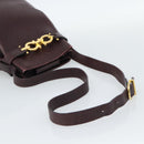 Salvatore Ferragamo Gancini Shoulder Bag Leather Bordeaux Gold Auth ka5032-7