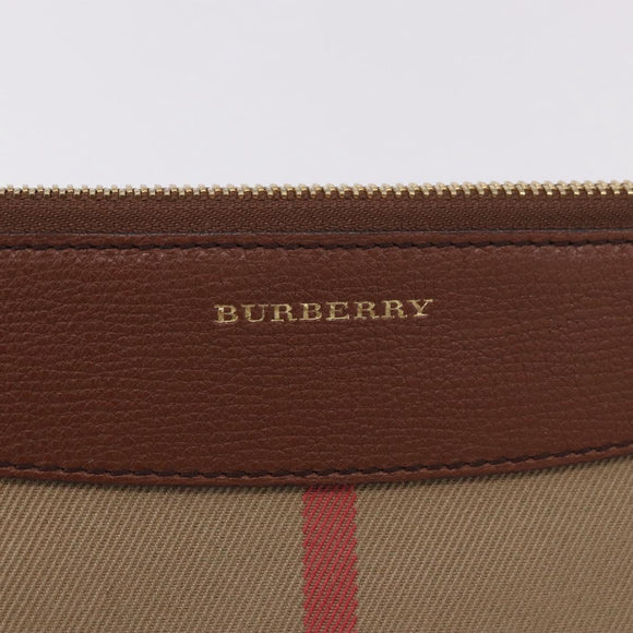 BURBERRY Nova Check Shoulder Bag Canvas Beige Gold Auth ka5033A