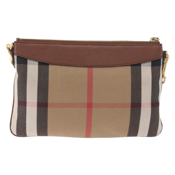 BURBERRY Nova Check Shoulder Bag Canvas Beige Gold Auth ka5033A