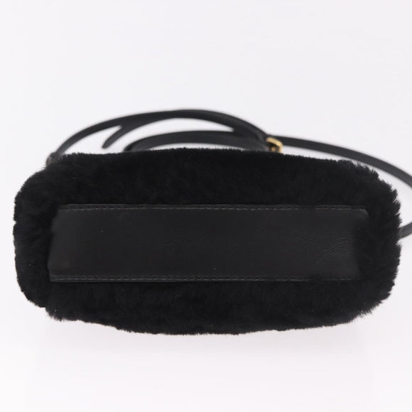 FENDI Micro Peek A Boo Hand Bag Shearing Black Gold Auth ka5035M