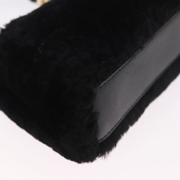 FENDI Micro Peek A Boo Hand Bag Shearing Black Gold Auth ka5035M