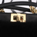 FENDI Micro Peek A Boo Hand Bag Shearing Black Gold Auth ka5035M-9