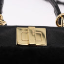 FENDI Micro Peek A Boo Hand Bag Shearing Black Gold Auth ka5035M-20