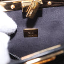 FENDI Micro Peek A Boo Hand Bag Shearing Black Gold Auth ka5035M-21