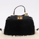 FENDI Micro Peek A Boo Hand Bag Shearing Black Gold Auth ka5035M-12