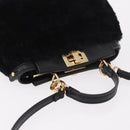 FENDI Micro Peek A Boo Hand Bag Shearing Black Gold Auth ka5035M-6