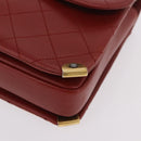 CHANEL Matelasse Chain Shoulder Bag Lamb Skin Red Gold CC Auth ka5036M-13