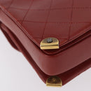 CHANEL Matelasse Chain Shoulder Bag Lamb Skin Red Gold CC Auth ka5036M-14