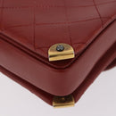 CHANEL Matelasse Chain Shoulder Bag Lamb Skin Red Gold CC Auth ka5036M-15