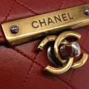 CHANEL Matelasse Chain Shoulder Bag Lamb Skin Red Gold CC Auth ka5036M-17