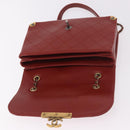 CHANEL Matelasse Chain Shoulder Bag Lamb Skin Red Gold CC Auth ka5036M-18