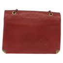 CHANEL Matelasse Chain Shoulder Bag Lamb Skin Red Gold CC Auth ka5036M-4