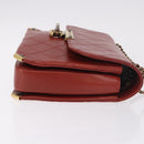 CHANEL Matelasse Chain Shoulder Bag Lamb Skin Red Gold CC Auth ka5036M-5