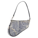 Christian Dior Saddle Pouch Accessory Pouch Denim Blue Silver Auth ka5037V-1