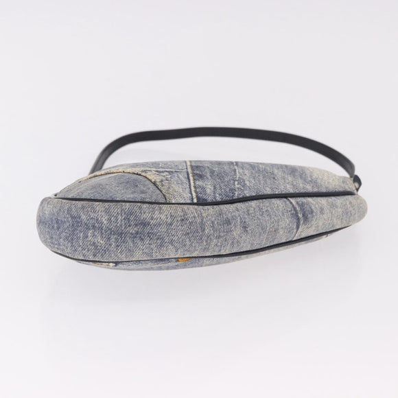Christian Dior Saddle Pouch Accessory Pouch Denim Blue Silver Auth ka5037V