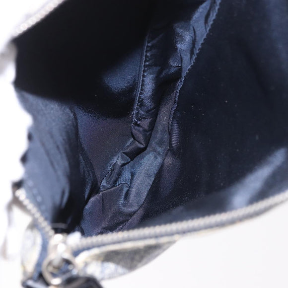 Christian Dior Saddle Pouch Accessory Pouch Denim Blue Silver Auth ka5037V