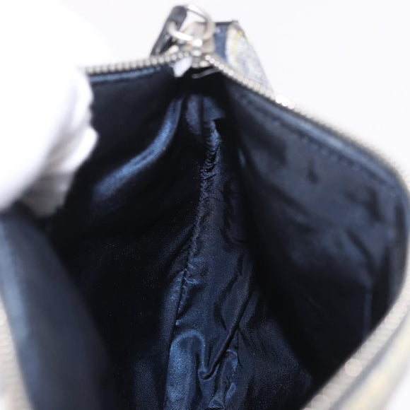 Christian Dior Saddle Pouch Accessory Pouch Denim Blue Silver Auth ka5037V