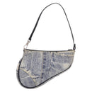 Christian Dior Saddle Pouch Accessory Pouch Denim Blue Silver Auth ka5037V-13