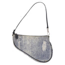 Christian Dior Saddle Pouch Accessory Pouch Denim Blue Silver Auth ka5037V-2