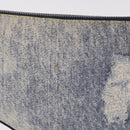 Christian Dior Saddle Pouch Accessory Pouch Denim Blue Silver Auth ka5037V-3