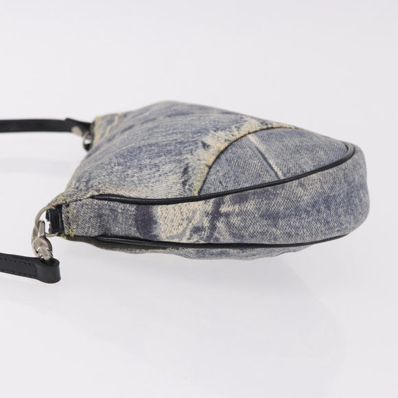 Christian Dior Saddle Pouch Accessory Pouch Denim Blue Silver Auth ka5037V