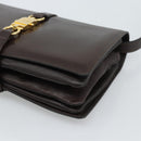 CELINE Shoulder Bag Leather Brown Gold Auth ka5038-8