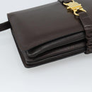 CELINE Shoulder Bag Leather Brown Gold Auth ka5038-15