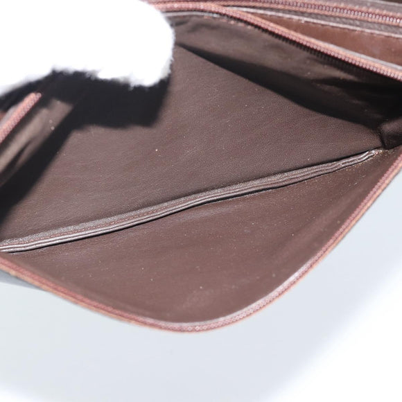 CELINE Shoulder Bag Leather Brown Gold Auth ka5038