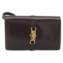 CELINE Shoulder Bag Leather Brown Gold Auth ka5038-13