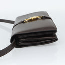 CELINE Shoulder Bag Leather Brown Gold Auth ka5038-3