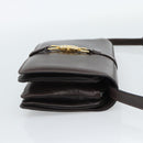 CELINE Shoulder Bag Leather Brown Gold Auth ka5038-4