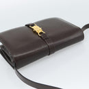 CELINE Shoulder Bag Leather Brown Gold Auth ka5038-6