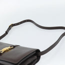 CELINE Shoulder Bag Leather Brown Gold Auth ka5038-14