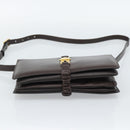 CELINE Shoulder Bag Leather Brown Gold Auth ka5038-5