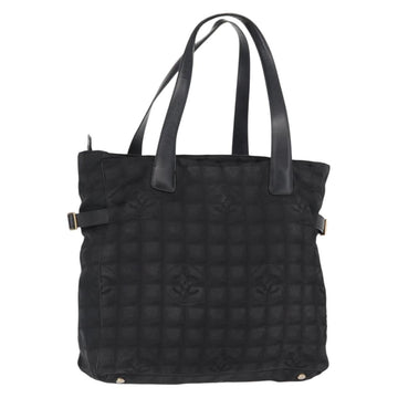 CHANEL New Travel Line Tote Bag Nylon Black gold CC Auth ka504